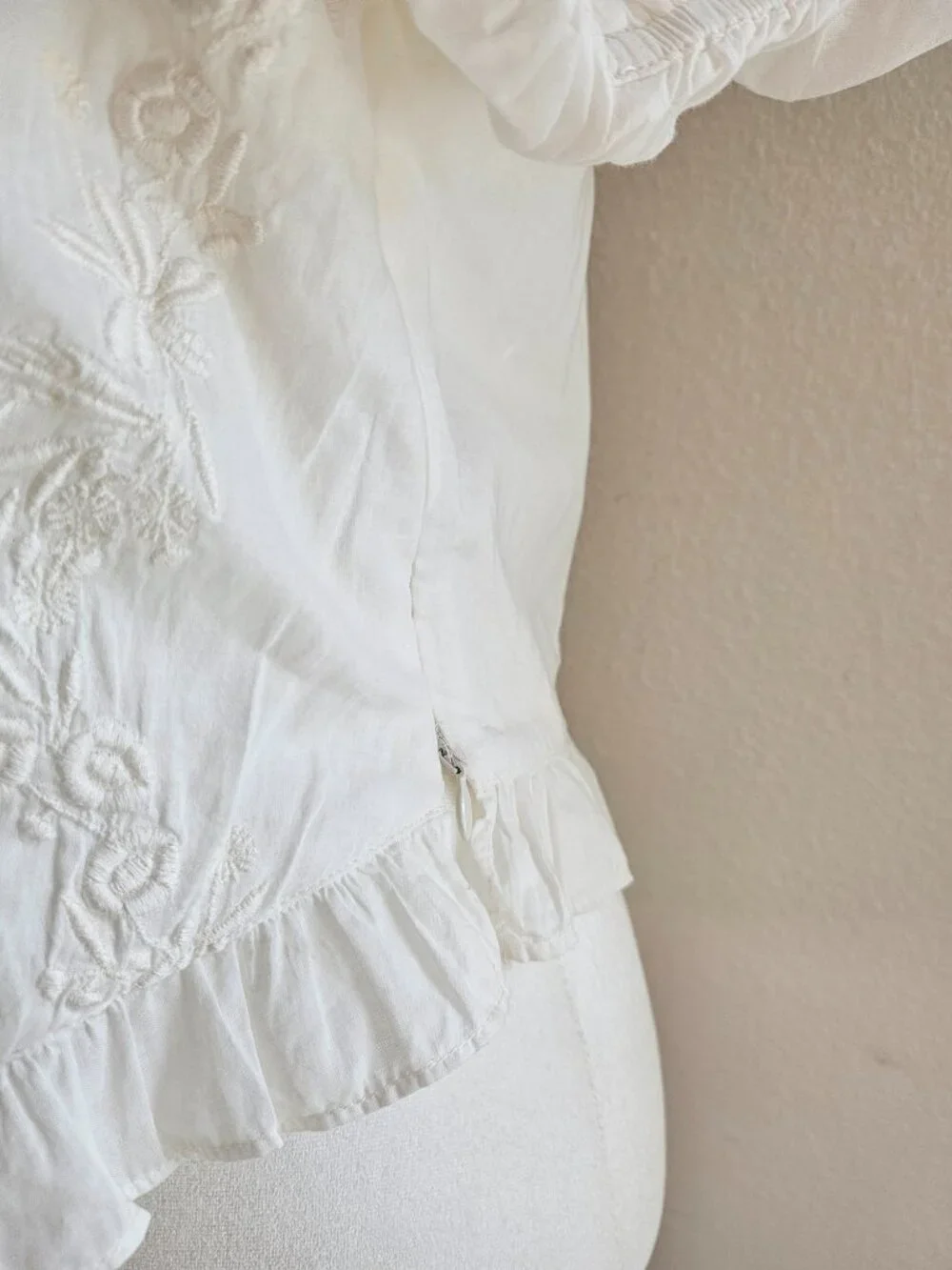 LoveShackFancy Breonna Top White Embroidered Puff Sleeve Blouse NWT Size 10